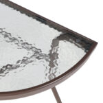 Semi-circled table Bion glass-metal in brown color 70x40x65cm - Image 5
