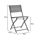 Foldable chair Jeve anthracite metal with champagne textilene 46x51x81cm - Image 2