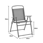 Foldable chair Vela anthracite metal-textilene in champagne color 53x58x90cm - Image 2