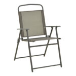 Foldable chair Vela anthracite metal-textilene in champagne color 53x58x90cm