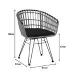 Naoki armchair black metal-pe natural - Слика 2