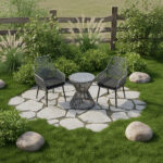 Table Mabil glass -pe rattan in grey color D50x55cm - Image 3