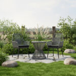 Tanish pe rattan armchair in gray shade with black metal legs 58x58.5x87cm - Image 2