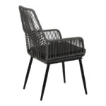 Tanish pe rattan armchair in gray shade with black metal legs 58x58.5x87cm - Image 4