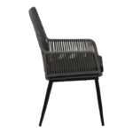 Tanish pe rattan armchair in gray shade with black metal legs 58x58.5x87cm - Image 5