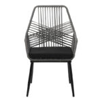 Tanish pe rattan armchair in gray shade with black metal legs 58x58.5x87cm - Image 6