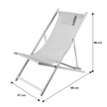 Professional chaise longue Corte beech aluminum champagne textilene fabric - Image 4