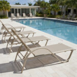 Lounger with arms Attain champagne color aluminum and textilene 191x64x32cm - Image 2