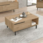 Coffee table Frixton melamine natural-black 90x60x37.5cm - Image 2