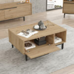 Coffee table Frixton melamine natural-black 90x60x37.5cm - Image 3