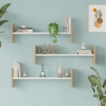 Wall shelf Mento white with oak color 75.6x14.5x23.6cm - Image 2
