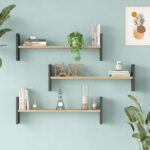 Wall shelf Mento oak with anthracite color 75.6x14.5x23.6cm - Image 2