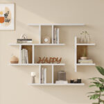 Wall shelf Ledia white with oak color 110.6x14.5x78cm - Image 2