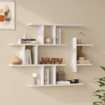 Wall shelf Ledia white with oak color 110.6x14.5x78cm