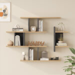 Wall shelf Ledia oak with anthracite color 110.6x14.5x78cm - Image 2