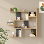 Wall shelf Maze oak with anthracite color 93.3x14.5x90cm - Image 2