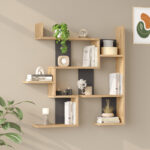 Wall shelf Maze oak with anthracite color 93.3x14.5x90cm
