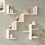 Wall shelf Verso white with oak color 99.4x14.5x103cm