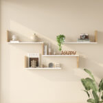 Wall shelf Flear white with oak color 179x14.5x76,2cm - Image 2