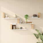 Wall shelf Flear white with oak color 179x14.5x76,2cm