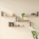 Wall shelf Flear oak with anthracite color 179x14.5x76,2cm - Image 2