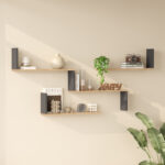 Wall shelf Flear oak with anthracite color 179x14.5x76,2cm