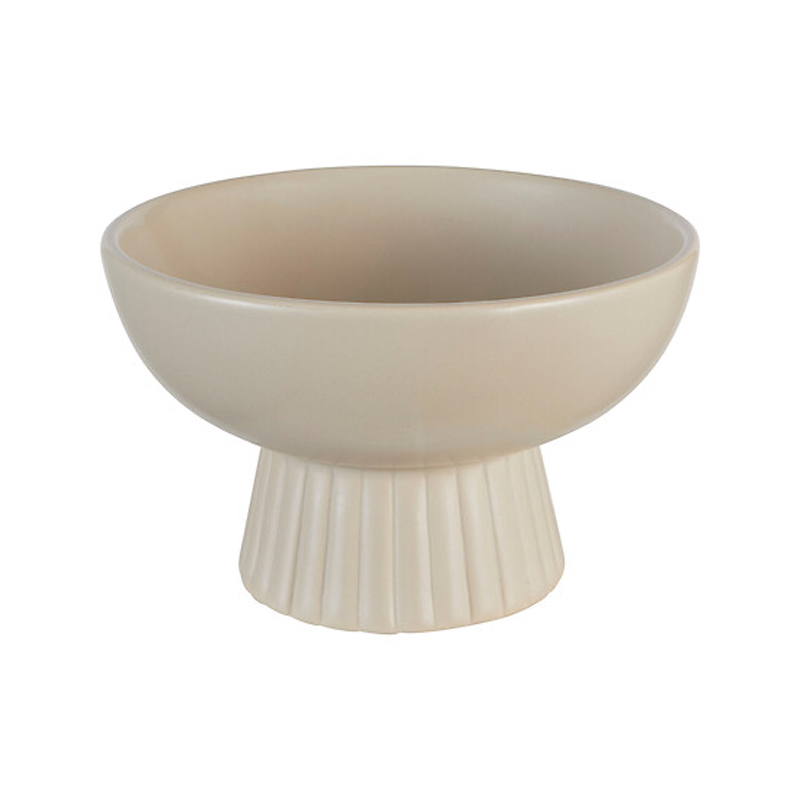 199-000692 Decorative bowl Lorvion ceramic beige D22x14cm - Слика 1