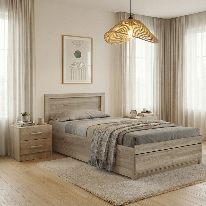 200-001446 Olympus Sonoma Bedroom Set with Bed 120x200cm Set of 3pcs - Image 1