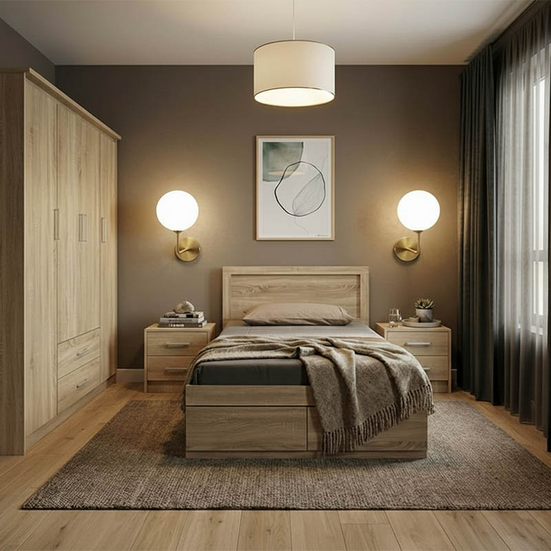 200-001447 Olympus Sonoma Bedroom Set with Bed 120x200cm Set of 4pcs - Image 1