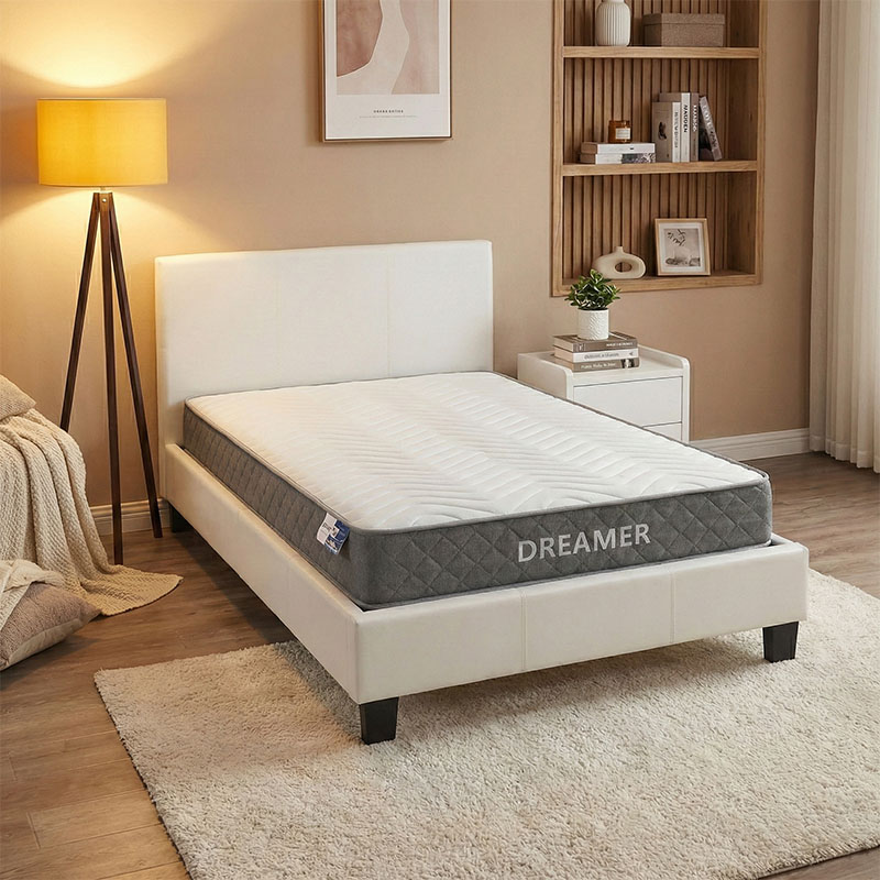 200-001467 Bed with mattress Nevil-Dreamer pu white 100x200cm - Image 1