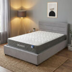 Bed with mattress and storage space Molito-Dreamer velvet gray 120x200cm