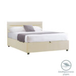 Bed with mattress and storage space Molito-Dreamer velvet ecru 120x200cm - Image 2