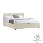 Bed with mattress and storage space Molito-Dreamer velvet ecru 150x200cm - Image 2