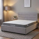 Bed with mattress and storage space Molito-Dreamer velvet grey 150x200cm
