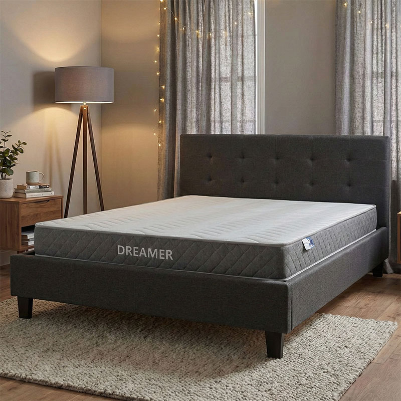 200-001482 Bed with mattress Mago-Dreamer anthracite fabric 150x200cm - Image 1