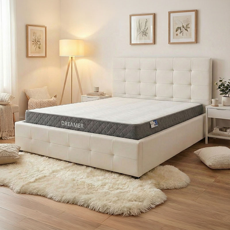 200-001485 Bed with mattress and storage space Roi-Dreamer pu white 160x200cm - Image 1