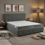 Bed with mattress and storage space Roi-Dreamer fabric anthracite 160x200cm