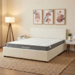 Bed with mattress and storage space Norse-Dreamer pu white 160x200cm