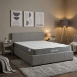 Bed with mattress and storage space Norse-Dreamer pu grey 160x200cm