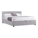 Bed with mattress and storage space Molito-Dreamer velvet gray 160x200cm - Image 2