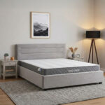 Bed with mattress and storage space Molito-Dreamer velvet gray 160x200cm