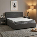 Bed with mattress and storage space Molito-Dreamer anthracite fabric 160x200cm