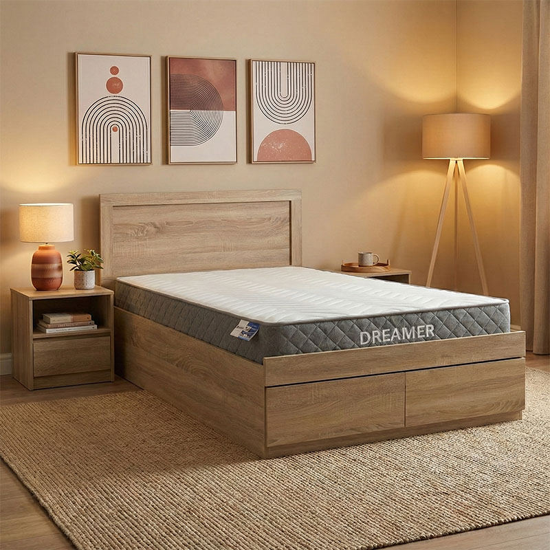 200-001507 Bed with mattress Olympus-Dreamer sonoma 120x200cm - Image 1