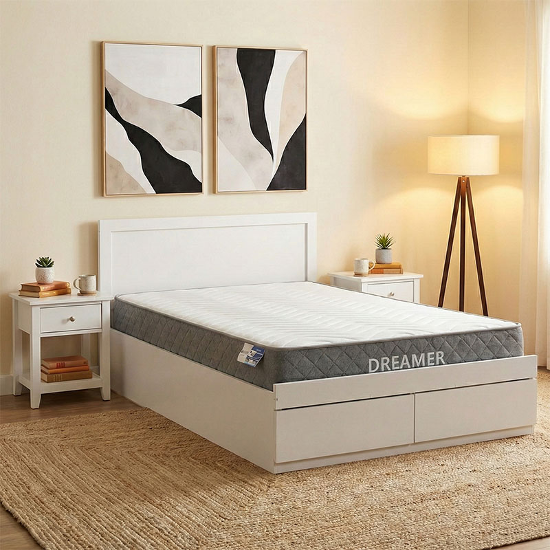 200-001508 Bed with mattress and drawer Olympus-Dreamer white 120x200cm - Image 1