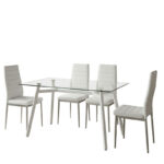 Dining Room with Parker White Chairs and Titta Glass Table 120x70x75cm Set of 5pcs - Image 2
