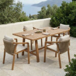 Malibu dining table 5 pcs solid acacia wood 160x90x75cm