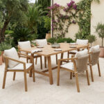 Malibu dining table 7 pcs solid acacia wood 180x90x75cm