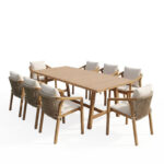 Malibu dining table 9 pcs solid acacia wood 180x90x75cm - Image 2