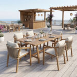 Malibu dining table 7 pcs solid acacia wood 160x90x75cm