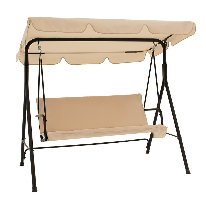 219-000007 Globo swing metal black and fabric in beige color 170x110x153cm - Image 1